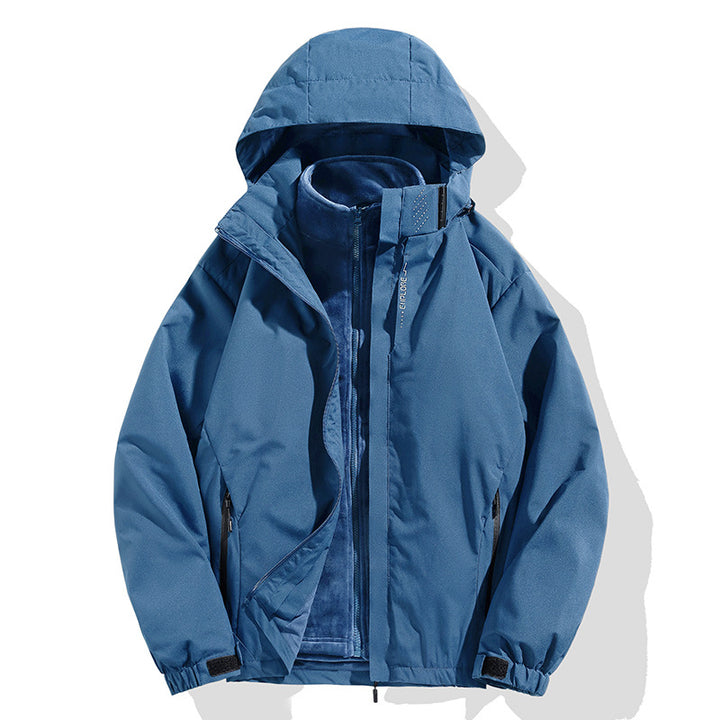 Herren zweiteilige Winterjacke mit abnehmbarer Fleece-Innenjacke wasserdicht winddicht Drune