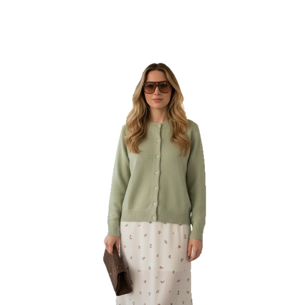 Damen Feinstrick-Cardigan mit Rundhals, durchgehender Knopfleiste & Rippbündchen Drune