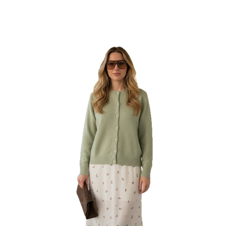 Damen Feinstrick-Cardigan mit Rundhals, durchgehender Knopfleiste & Rippbündchen Drune