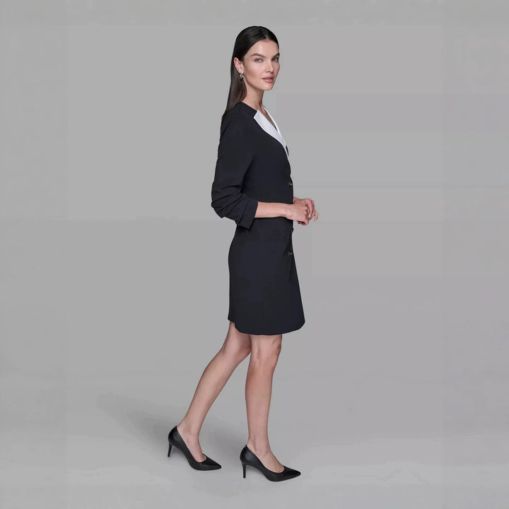 Damen Doppelreihiges Blazerkleid mit kontrastierendem Schalkragen Drune