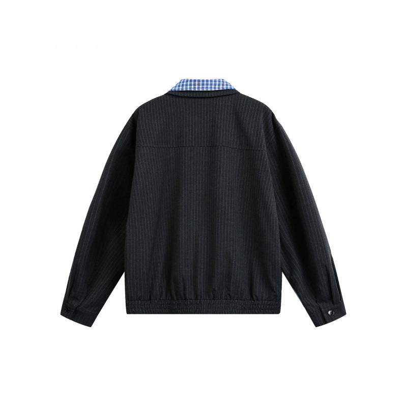 Herren Boxy-Übergangsjacke mit Nadelstreifen und kontrastierendem Hemdkragen Drune
