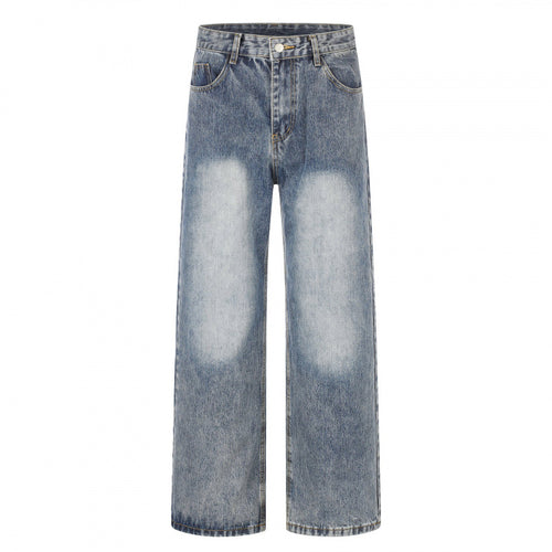 Damen Highwaist Weite-Jeans im Wide‑Leg-Schnitt mit Used‑Effekt und heller Kniebleiche Drune