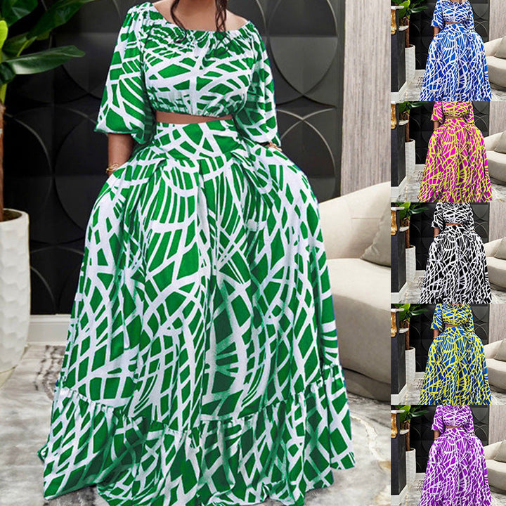 Damen Maxikleid mit überschnittenen Ärmeln und weitem Rock Drune