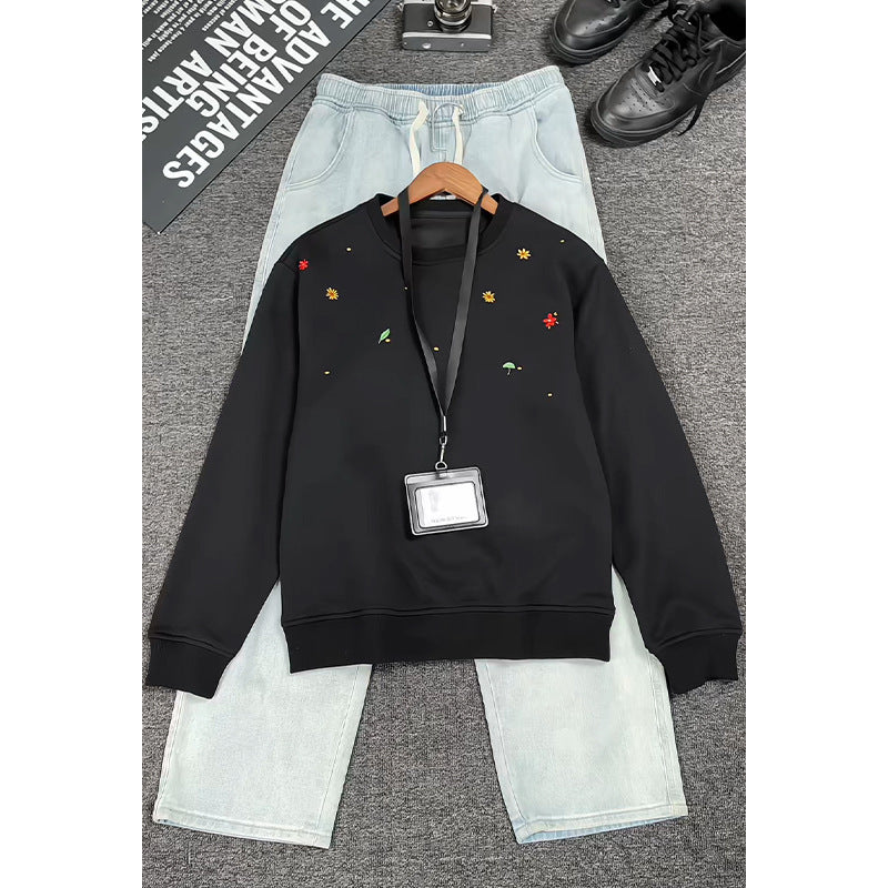 Damen Gemusterter Sweatshirt mit floralem Design Drune
