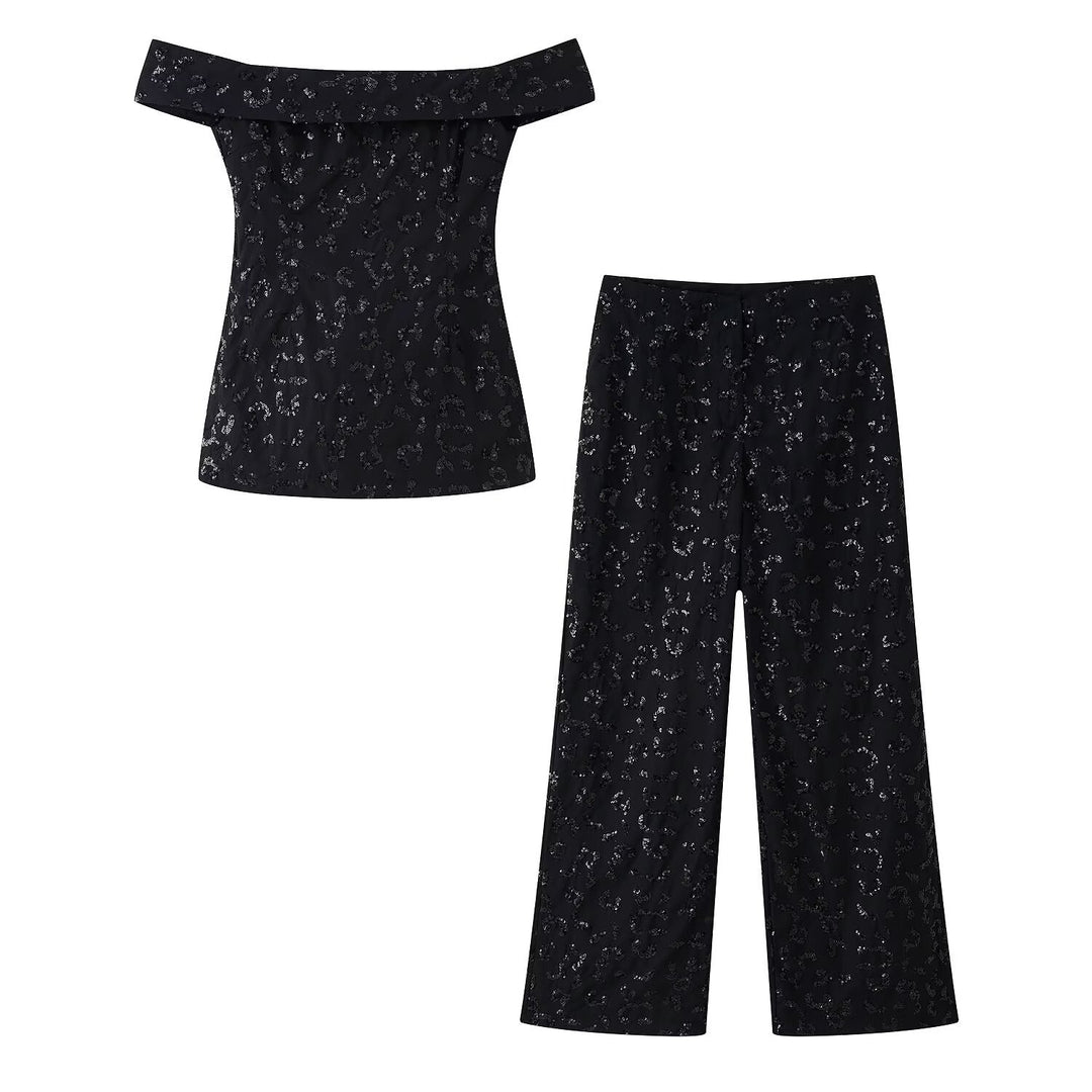 Damen elegante Palazzohose mit floraler Spitzenverzierung Drune