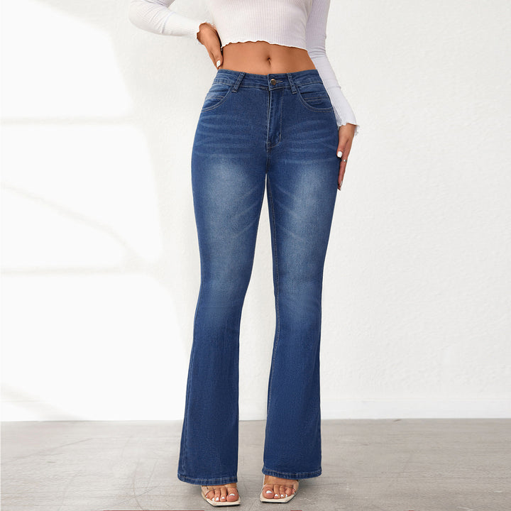 Damen nan Highwaist Schlagjeans mit figurschmeichelnder Passform und weitem Bootcut Drune
