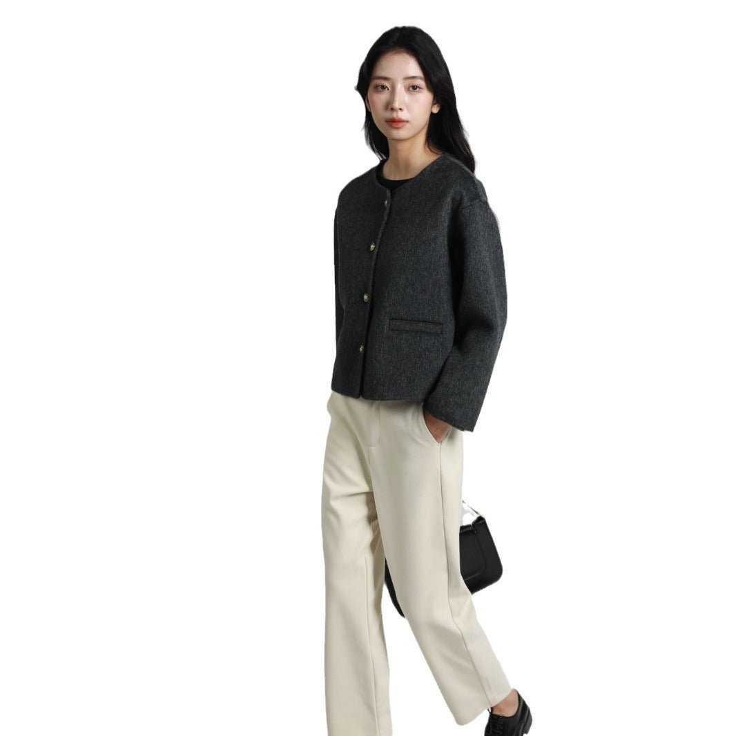 Damen Modische Kurzjacke mit Knopfleiste Drune