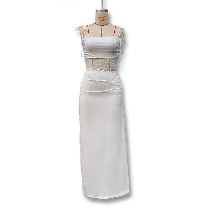 Damen Elegantes Maxikleid mit Spitzeneinsätzen und verstellbaren Trägern Drune