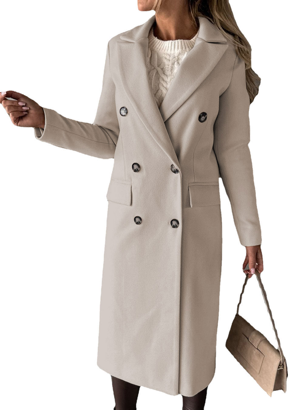 Damen Eleganter Doppelt-knopf Mantel Drune