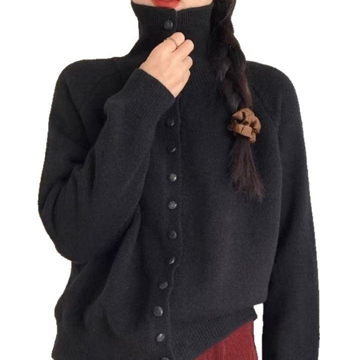 Damen Modische Strickjacke mit hohen Knopfdetails Drune