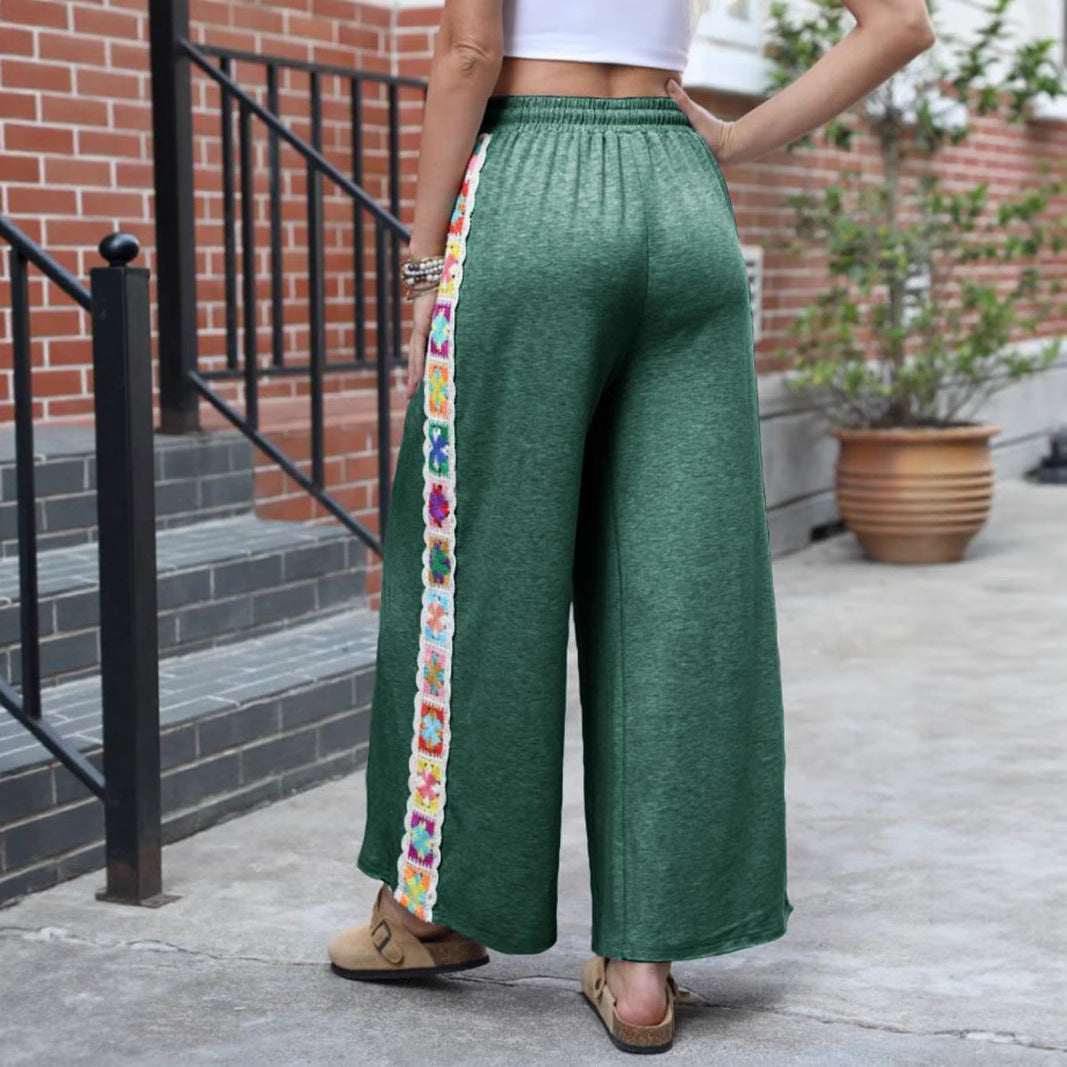 Damen Weite Freizeithose mit buntem Seitenstreifen Drune