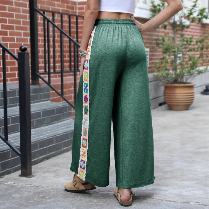 Damen Weite Freizeithose mit buntem Seitenstreifen Drune