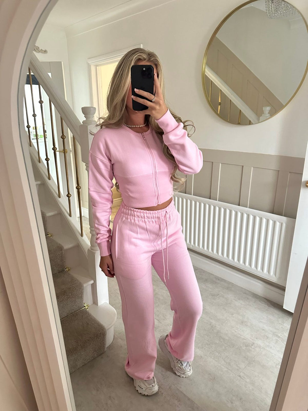 Damen lässiger Cropped Hoodie und Jogginghose Set mit elastischem Bund Drune