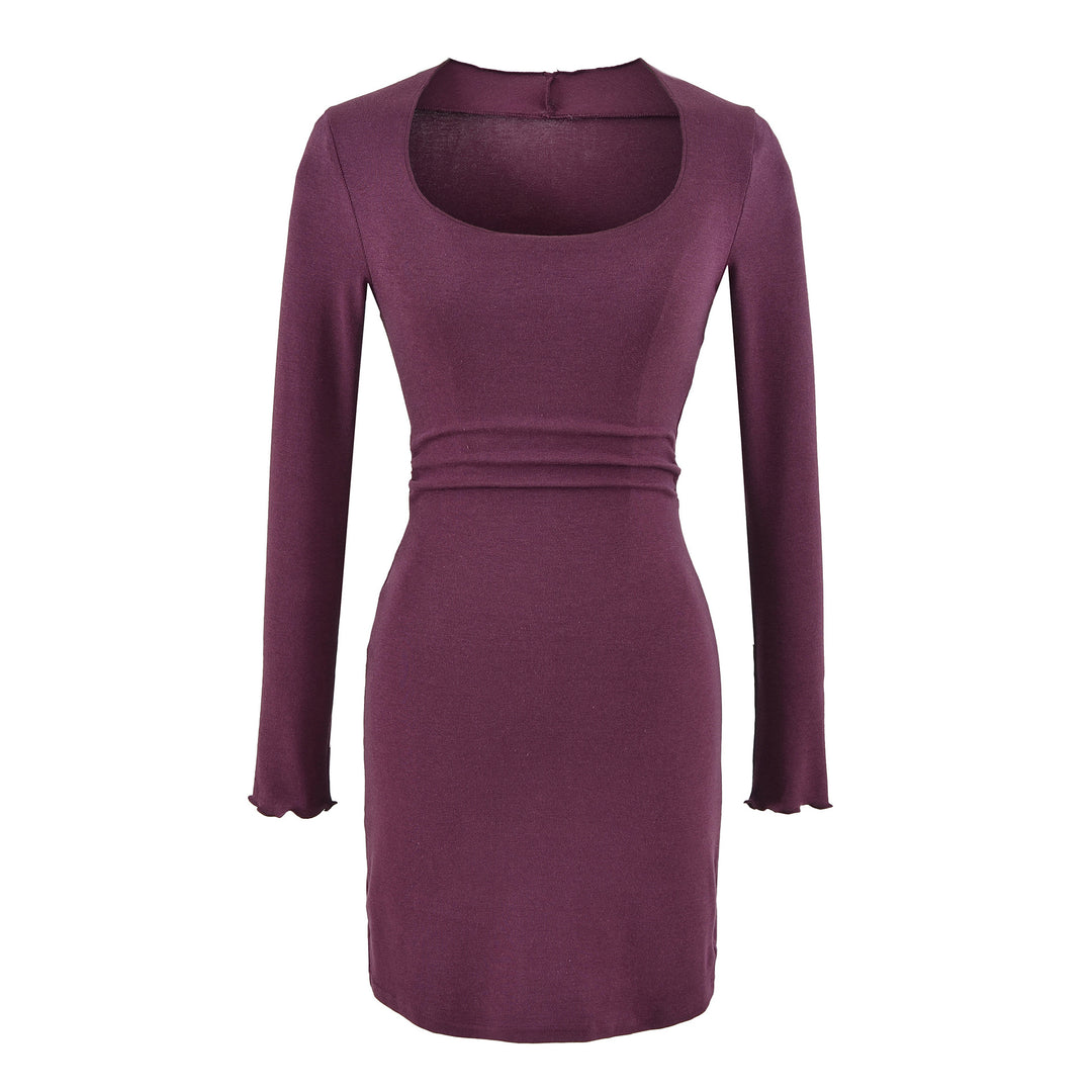 Damen Figurbetontes Midikleid mit Quadrat-Ausschnitt und Taillenraffung Drune