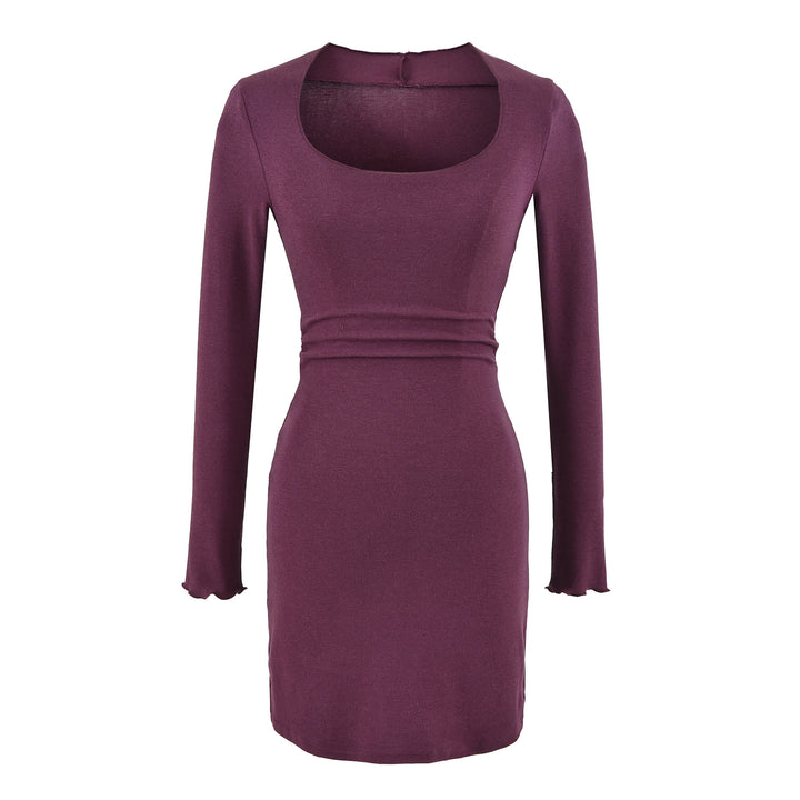 Damen Figurbetontes Midikleid mit Quadrat-Ausschnitt und Taillenraffung Drune