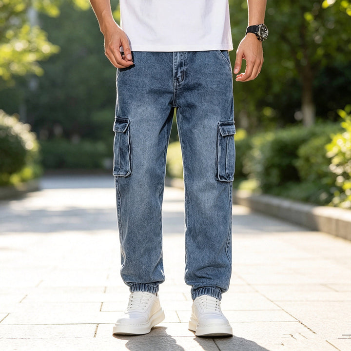 Herren Coole Cargo-Jeans mit elastischem Bündchen Drune