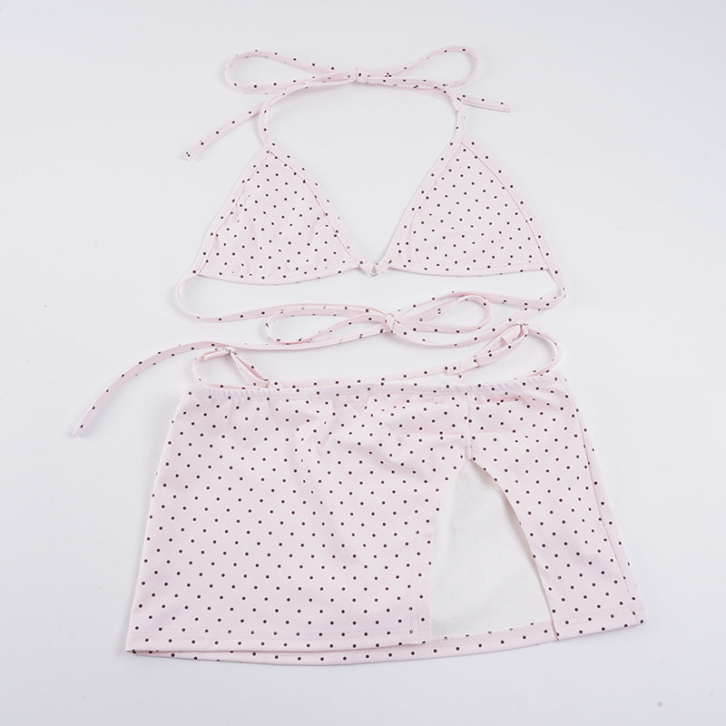Damen Bikini-Set mit gepunktetem Design und verspieltem Rock Drune