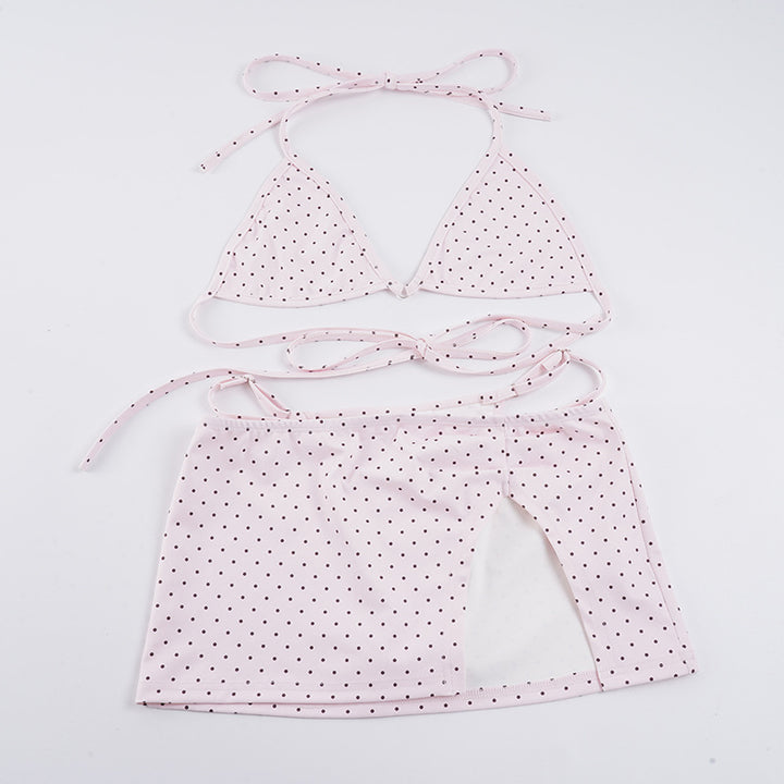 Damen Bikini-Set mit gepunktetem Design und verspieltem Rock Drune