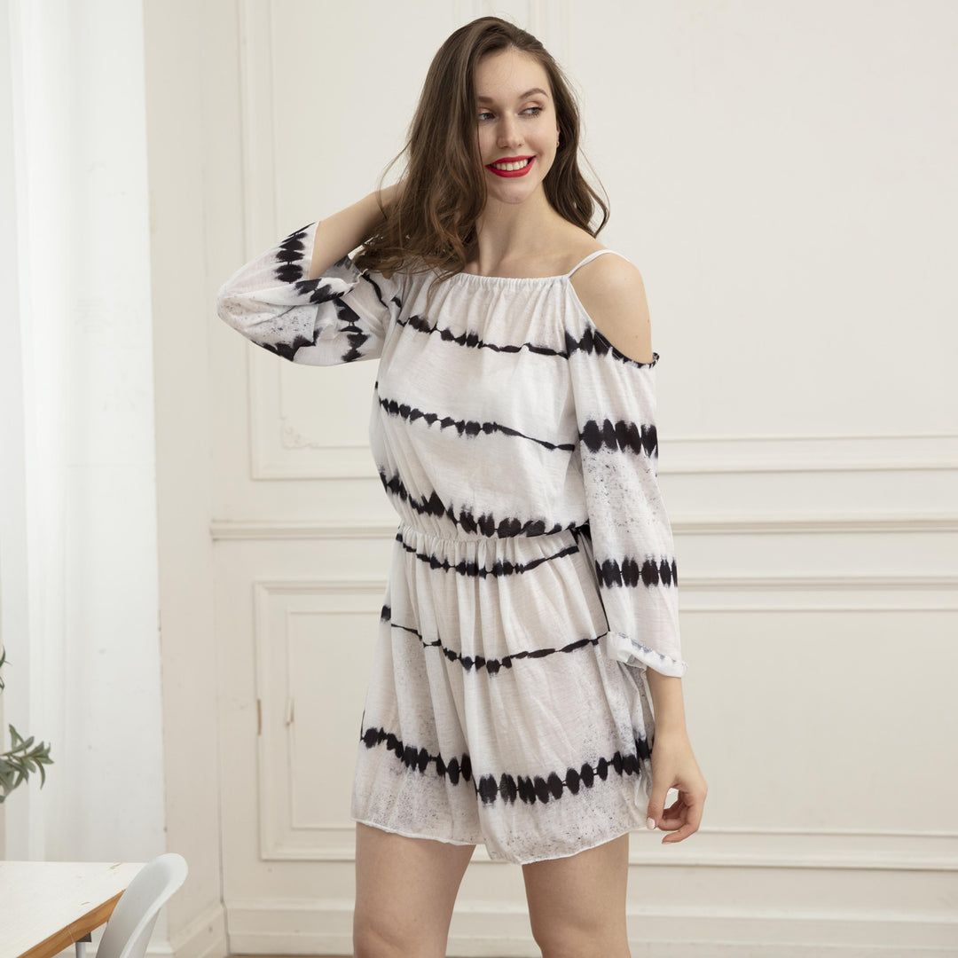 Damen luftiges Sommerkleid mit raffiniertem Cut-Out und elastischem Bund Drune