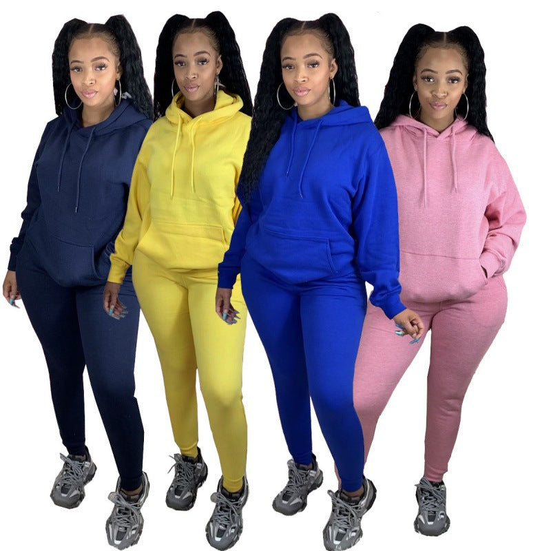 Damen Zweiteiliges Freizeitset mit Oversize Kapuzenpullover und Leggings mit hohem Bund, schmaler Passform Drune