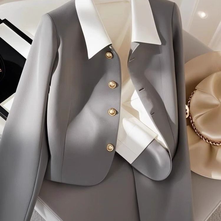 Damen Eleganter Blazer mit Goldknöpfen Drune
