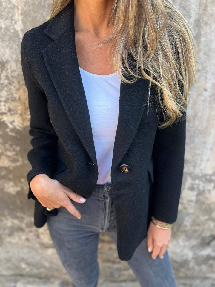 Damen elegante Oversized Blazerjacke mit tiefem Ausschnitt Drune