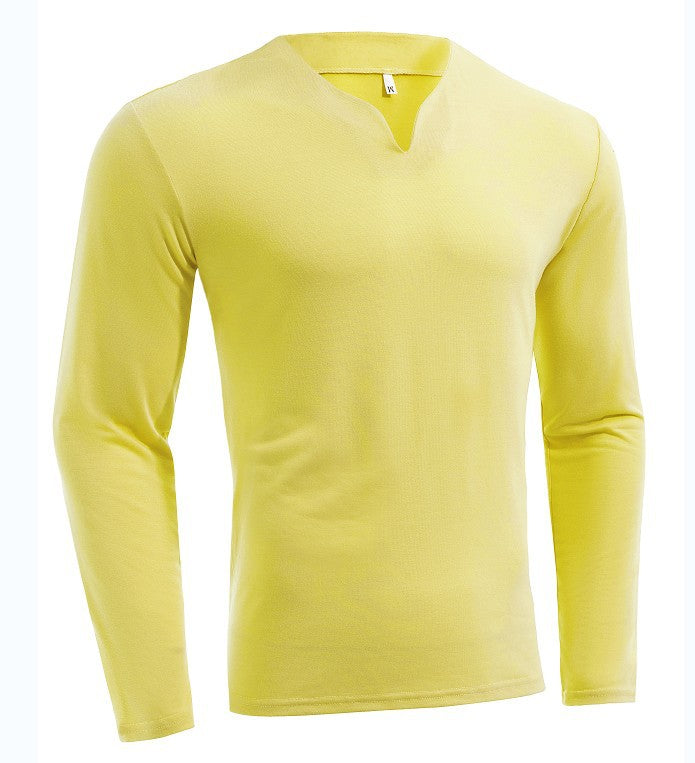 Herren nan Langarmshirt mit V-Ausschnitt Slim Fit Baumwollmix und elastischem Komfortbund Drune