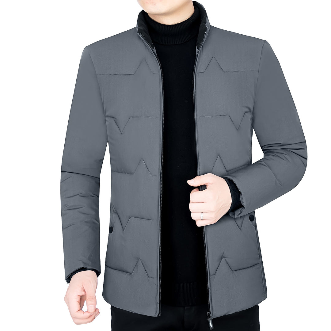 Herren Wattierte Stehkragenjacke mit wasserabweisender Oberfläche und Reißverschlusstaschen Drune