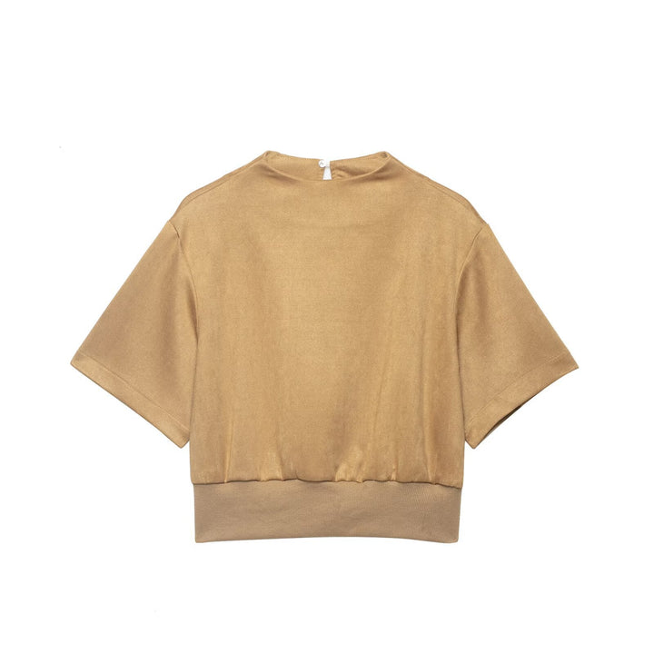Damen Cropped T-Shirt mit elegantem Bund Drune