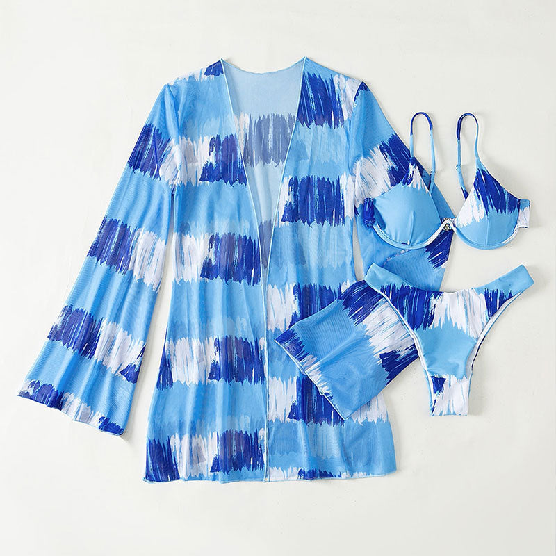 Damen Bikini-Set mit floralem Wickelrock und eleganten Trägern Drune