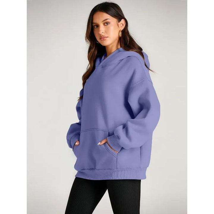 Damen nan oversized Kapuzenpullover mit verlängerter Silhouette und Kängurutasche Drune