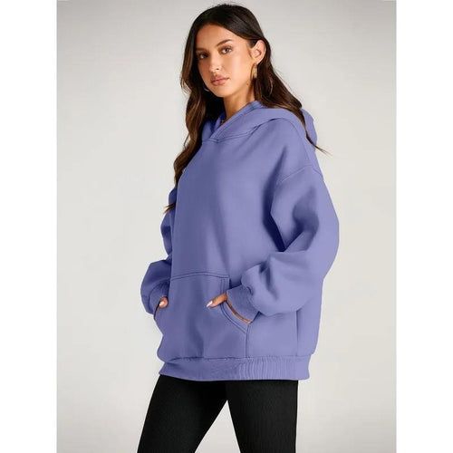 Damen nan oversized Kapuzenpullover mit verlängerter Silhouette und Kängurutasche Drune