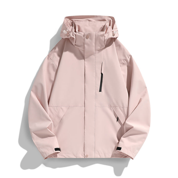 Damen Oversize Softshell-Kapuzenjacke mit Drop-Shoulder, verdeckten Reißverschlüssen und Kordelzug Drune