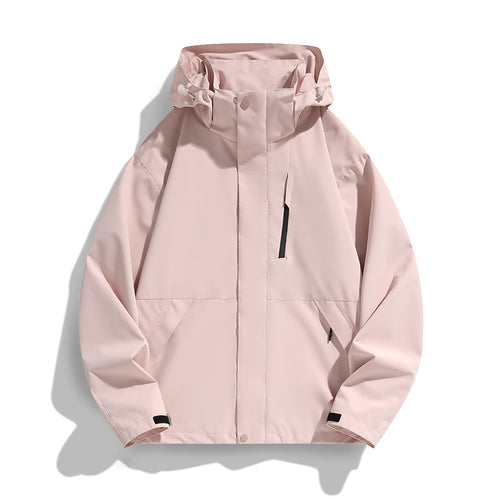 Damen Oversize Softshell-Kapuzenjacke mit Drop-Shoulder, verdeckten Reißverschlüssen und Kordelzug Drune