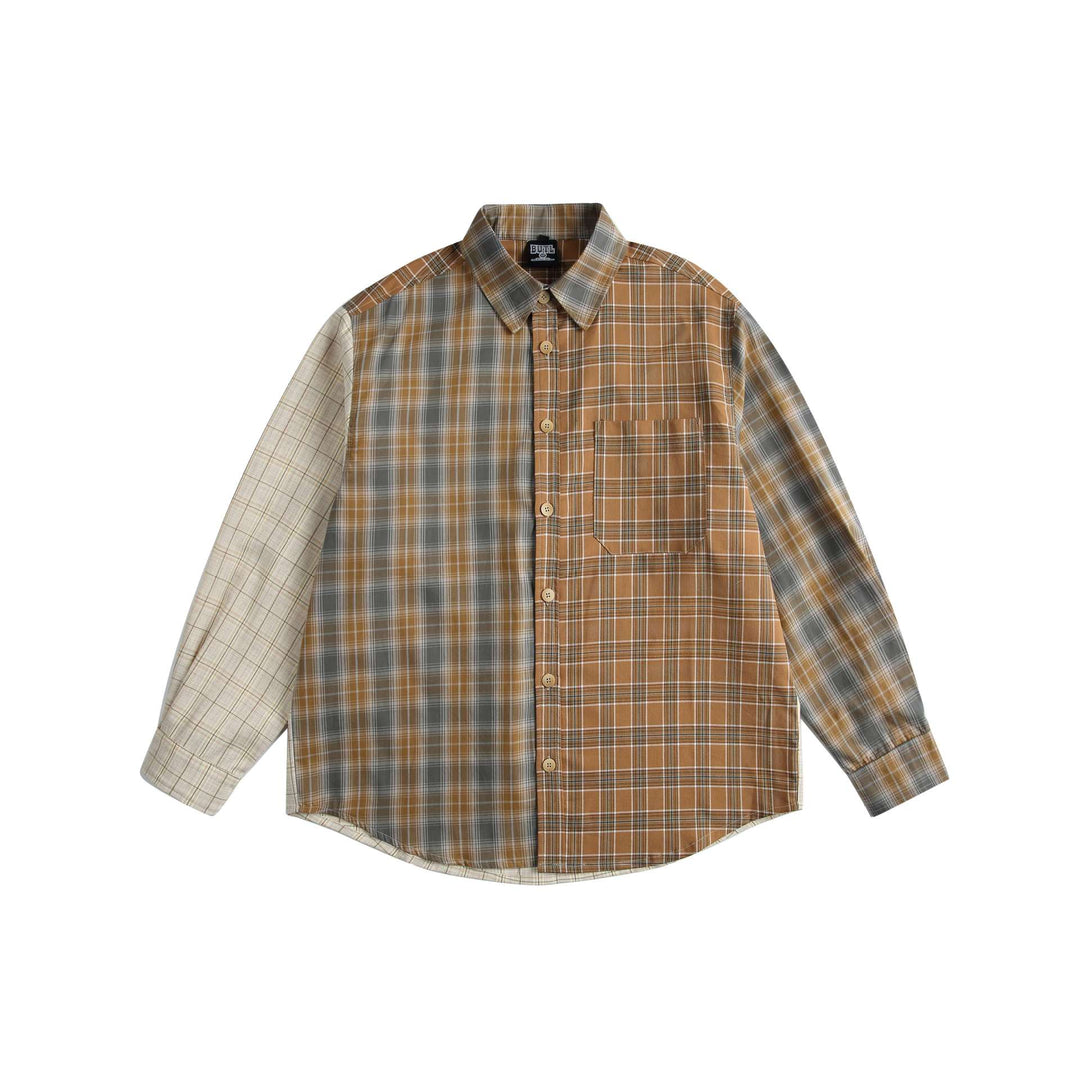 Herren Kariertes Patchwork-Hemd im Overshirt‑Stil Drune