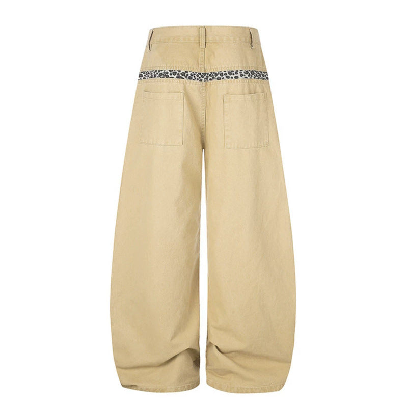 Damen Extraweite Palazzohose mit hoher Taille, Cargo‑Taschen und dekorativem Schlüsselanhänger Drune