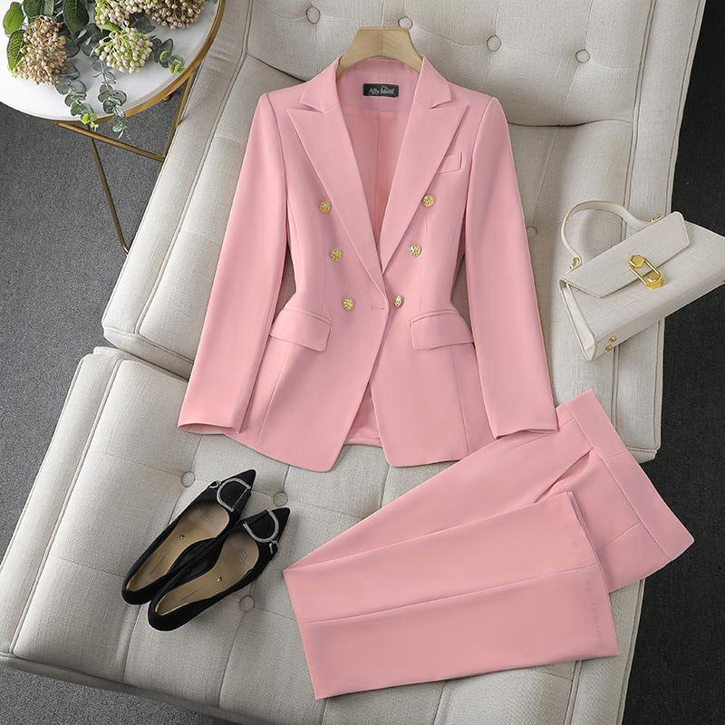 Damen Elegantes Doppelreihiges Blazer-Set Drune