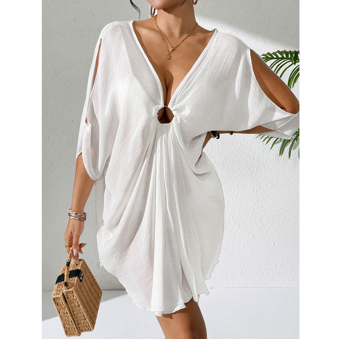 Damen Strandkleid mit tiefem V-Ausschnitt und lockerem Schnitt Drune