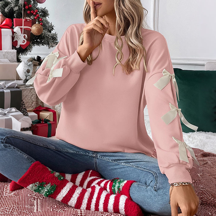Damen Modischer Pullover mit Schleifchen Drune