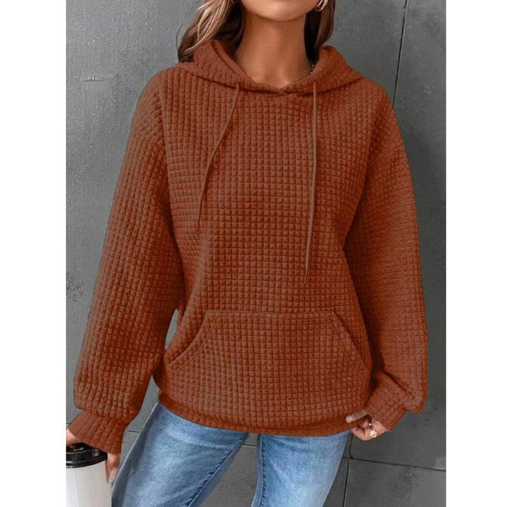 Damen lässiger Hoodie mit strukturierter Oberfläche und praktischer Kängurutasche Drune