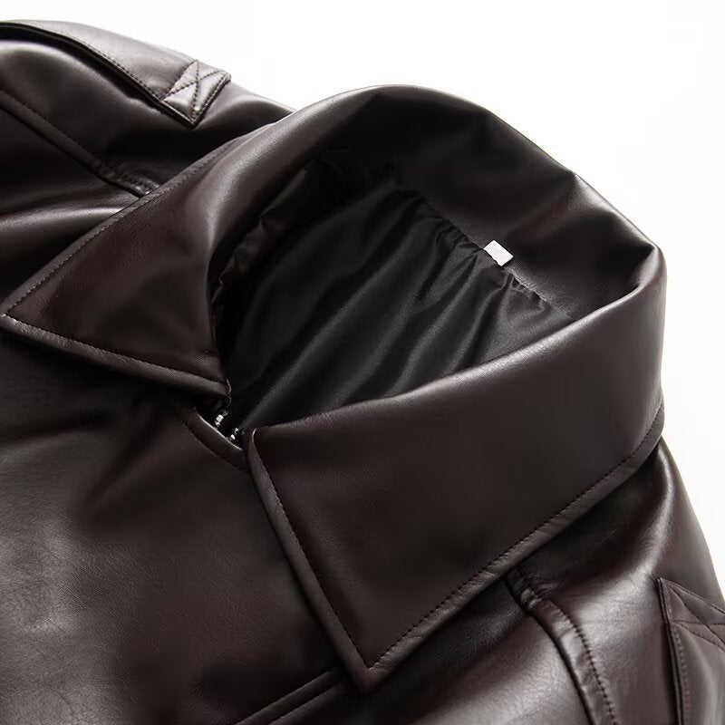 Damen Kunstlederjacke mit innovativem Design und praktischen Taschen Drune