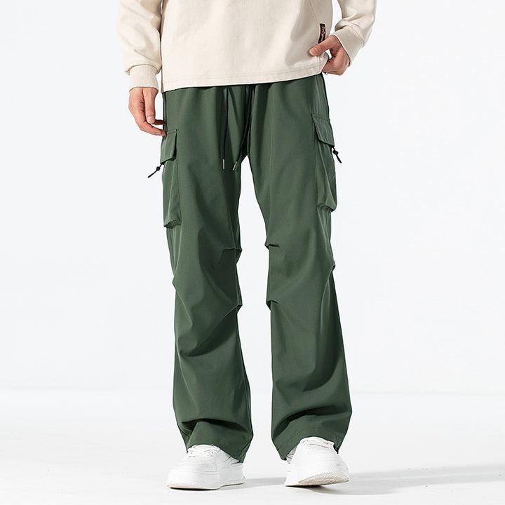 Herren Locker geschnittene Cargo-Utility-Hose mit Kordelzugbund und Mehrfachtaschen Drune