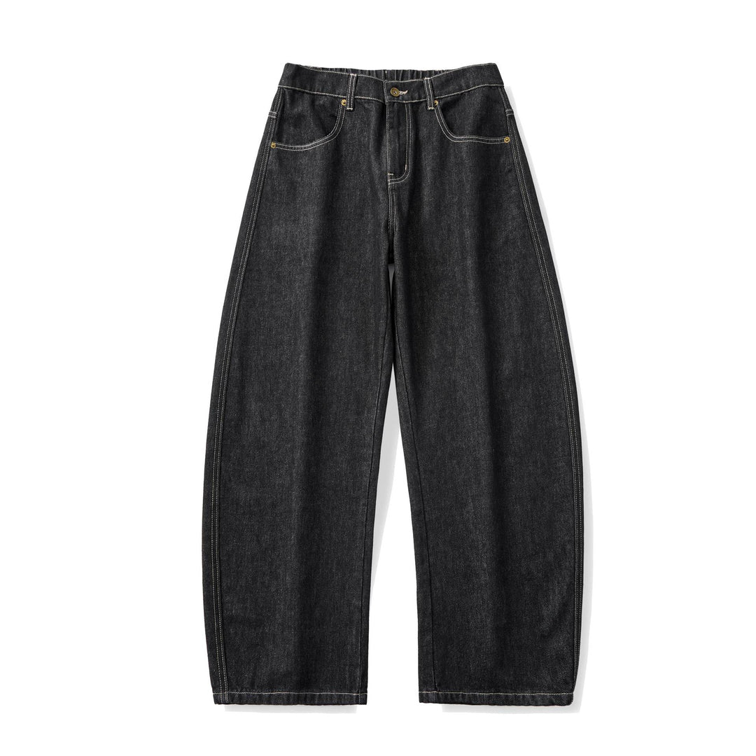 Damen Weite hochgeschnittene Cropped-Jeans aus Raw-Denim mit klassischem Taschen-Design Drune