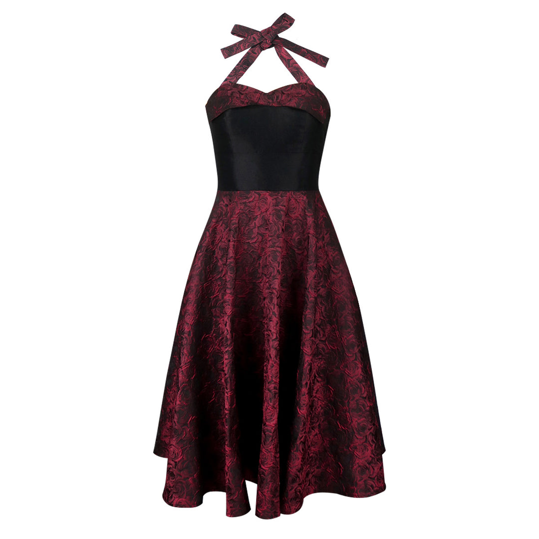 Damen Elegantes Cocktailkleid mit floralem Muster und schmeichelndem Taillengürtel Drune