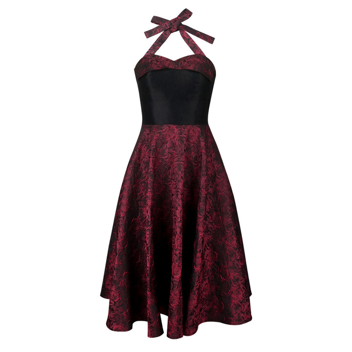 Damen Elegantes Cocktailkleid mit floralem Muster und schmeichelndem Taillengürtel Drune