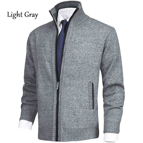 Herren modische Strickjacke mit hohem Kragen und eleganten Kontrastdetails Drune