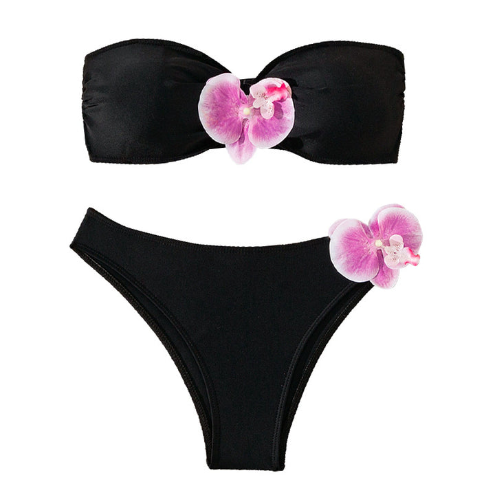 Damen Bandeau-Bikini mit eleganten Orchideen-Akzenten Drune