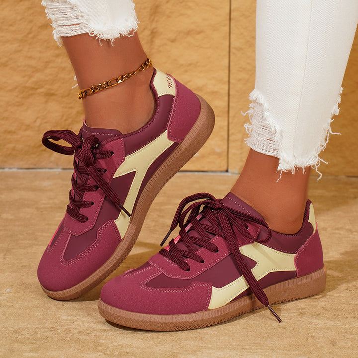 Damen sportliche Sneakers im Retro-Stil mit atmungsaktiver Oberflächenstruktur und rutschfester Sohle Drune