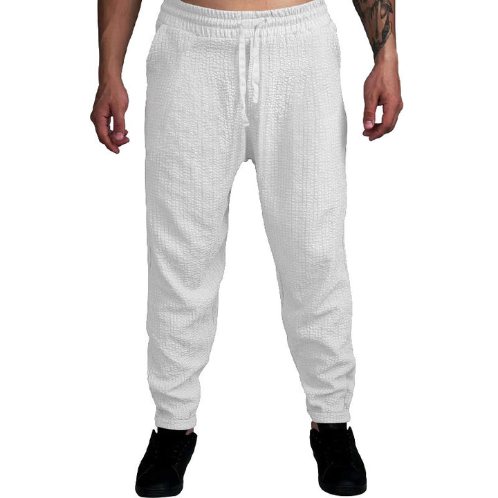 Herren Texturierte tapered Jogginghose mit Elastikbund, Tunnelzug & gerippten Knöchelbündchen Drune