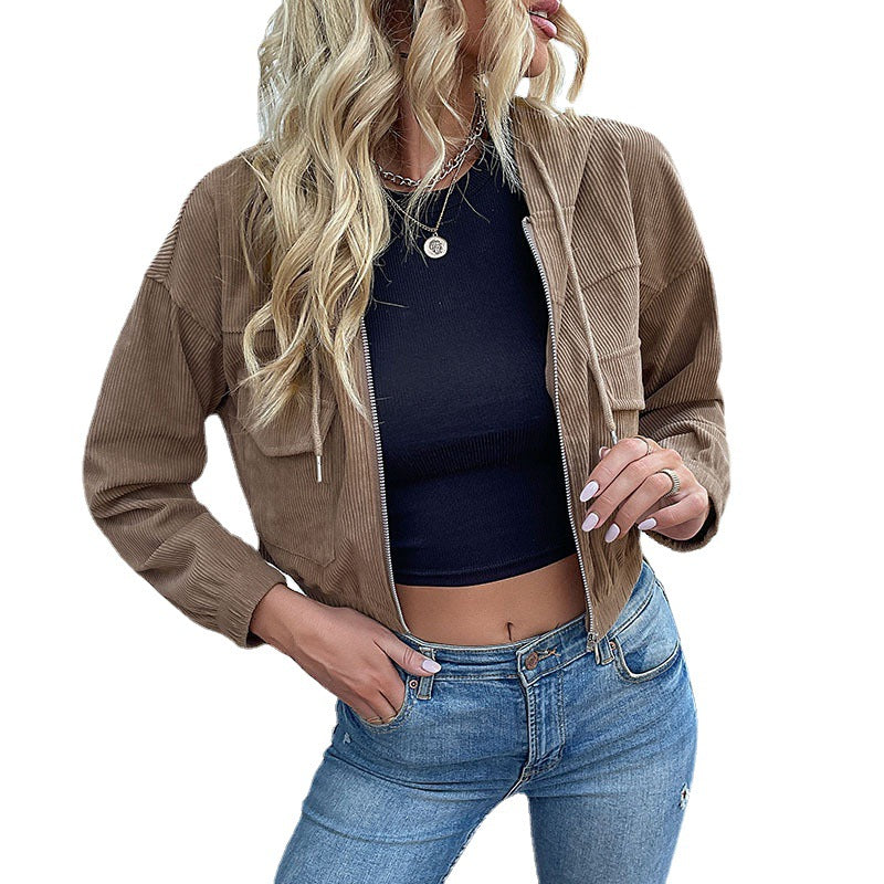 Damen Cordjacke mit lässigem Schnitt und praktischen Taschen Drune